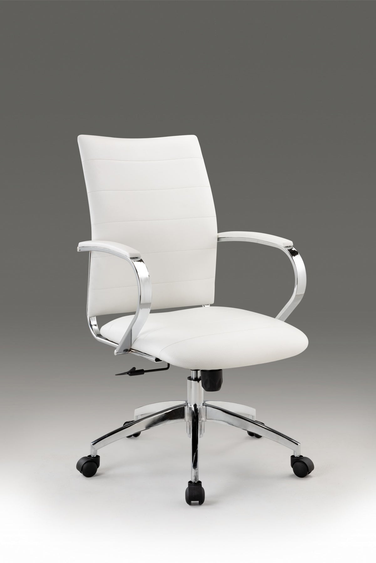White and Silver Adjustable Height Swivel Rolling Office Chair