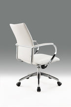 White and Silver Adjustable Height Swivel Rolling Office Chair