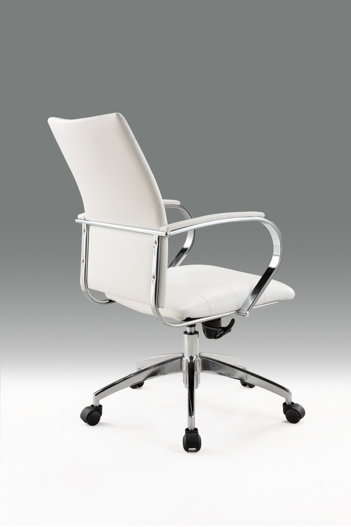 White and Silver Adjustable Height Swivel Rolling Office Chair