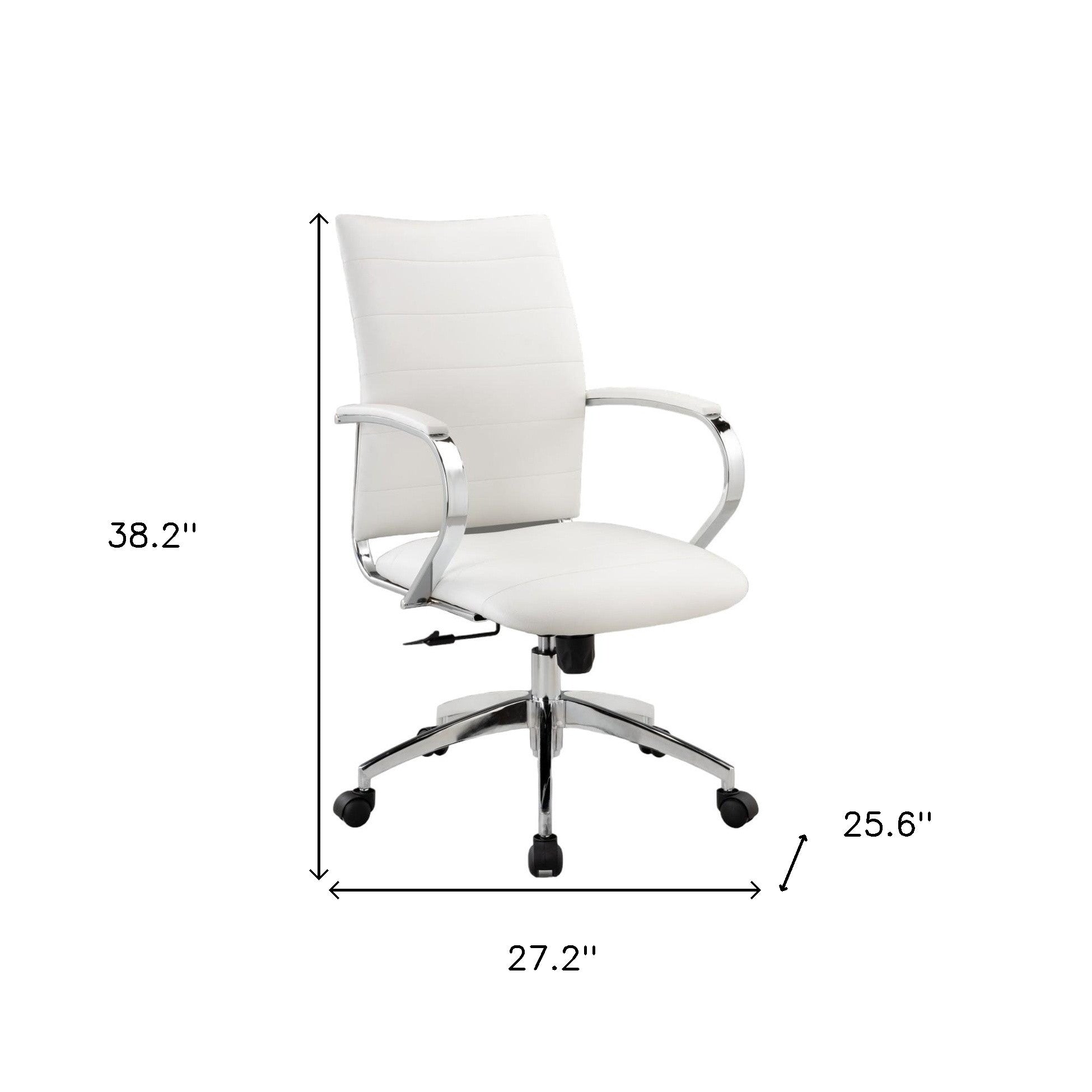 White and Silver Adjustable Height Swivel Rolling Office Chair