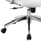 White and Silver Adjustable Height Swivel Rolling Office Chair