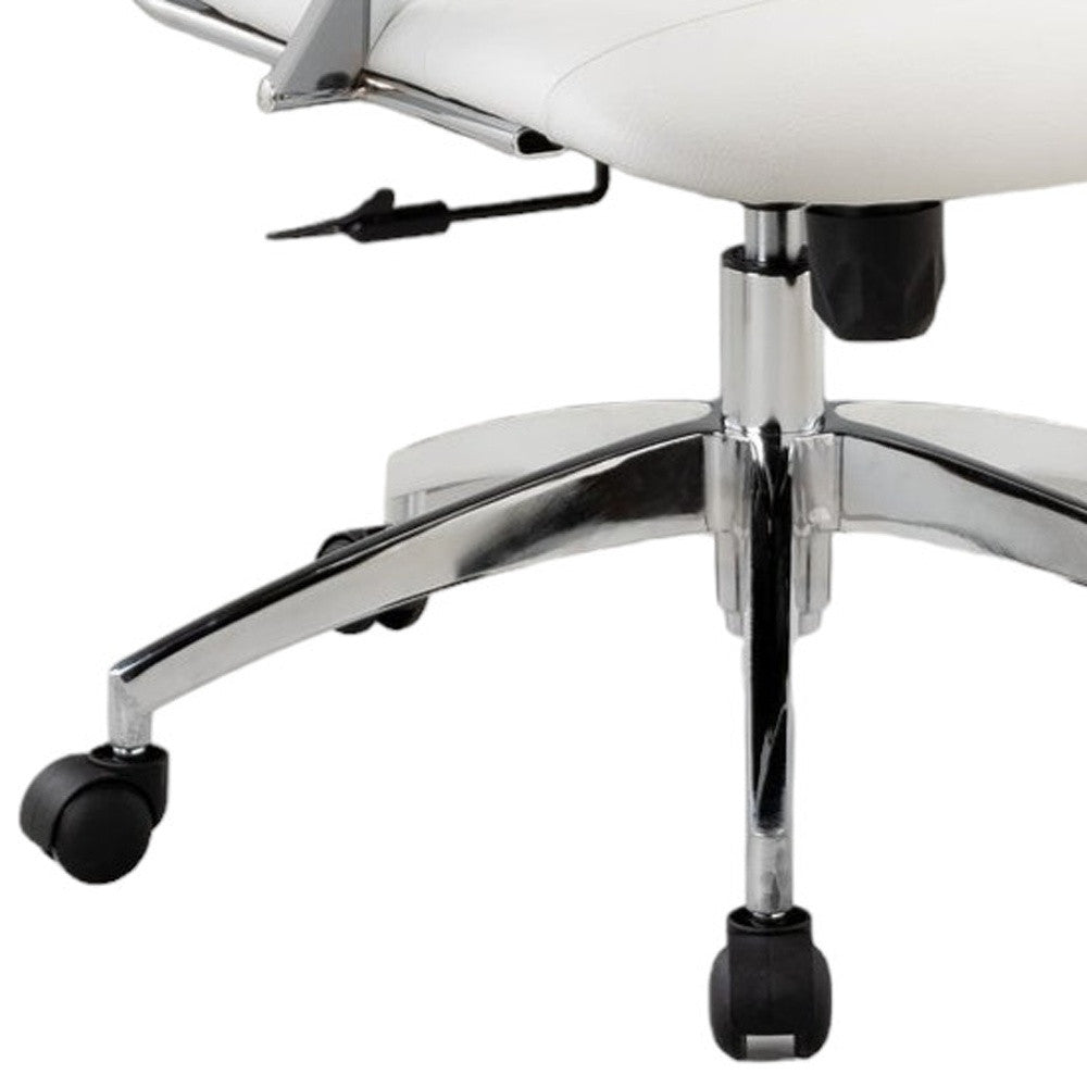 White and Silver Adjustable Height Swivel Rolling Office Chair
