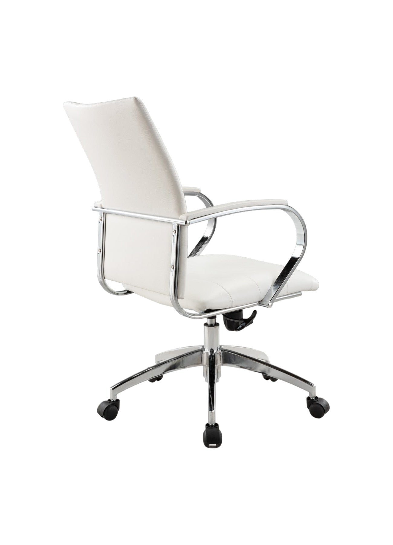 White and Silver Adjustable Height Swivel Rolling Office Chair