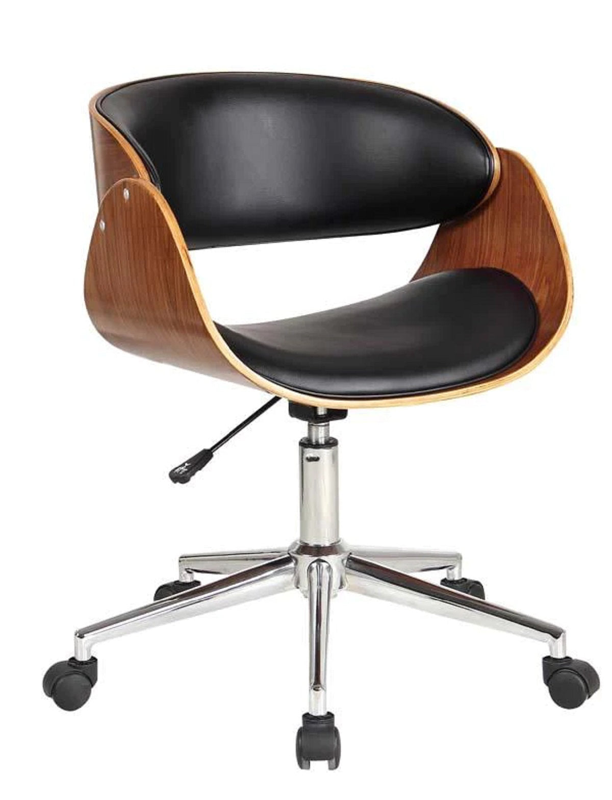 Brown Black and Silver Adjustable Height Swivel Rolling Office Chair