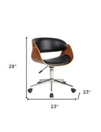 Brown Black and Silver Adjustable Height Swivel Rolling Office Chair