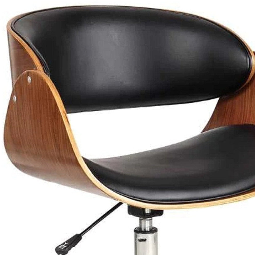 Brown Black and Silver Adjustable Height Swivel Rolling Office Chair