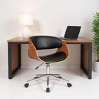 Brown Black and Silver Adjustable Height Swivel Rolling Office Chair