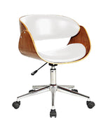 Brown White and Silver Adjustable Height Swivel Rolling Office Chair