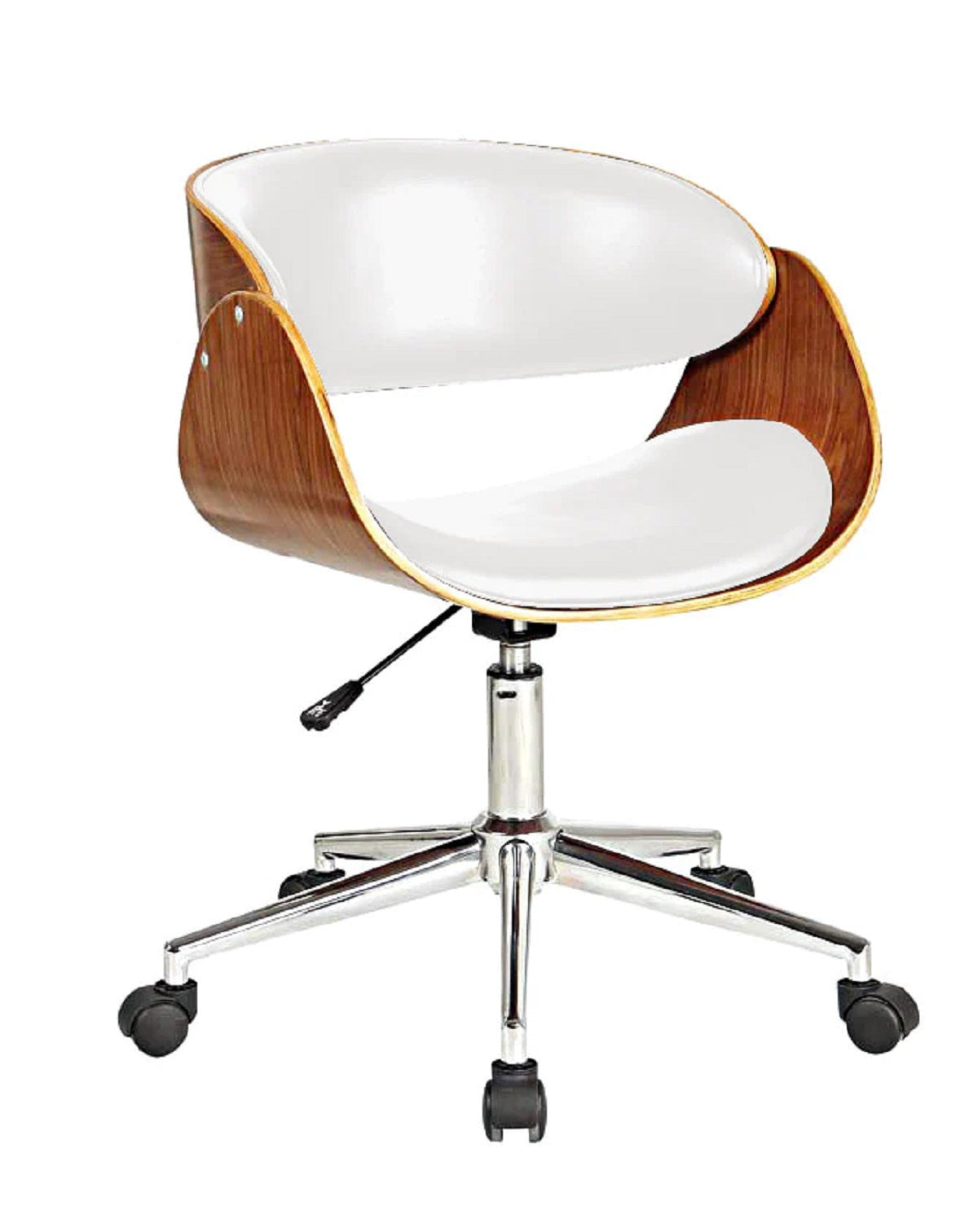 Brown White and Silver Adjustable Height Swivel Rolling Office Chair