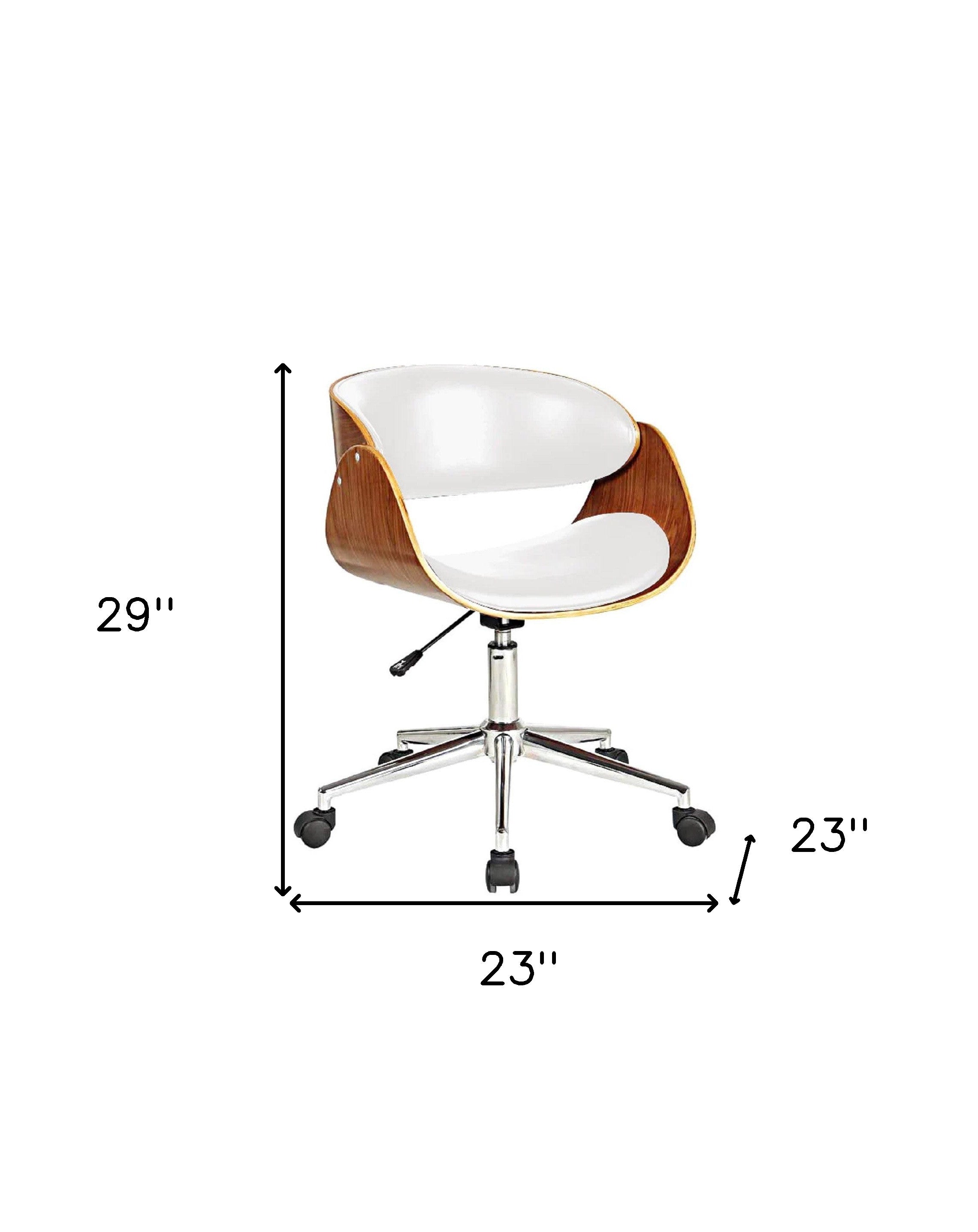 Brown White and Silver Adjustable Height Swivel Rolling Office Chair
