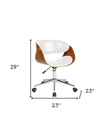 Brown White and Silver Adjustable Height Swivel Rolling Office Chair