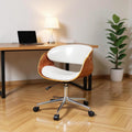 Brown White and Silver Adjustable Height Swivel Rolling Office Chair
