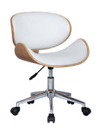 Brown White and Silver Adjustable Height Swivel Rolling Office Chair