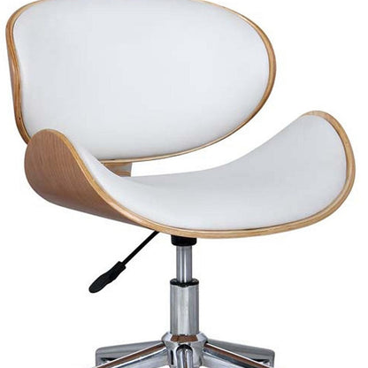Brown White and Silver Adjustable Height Swivel Rolling Office Chair