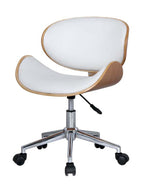 Brown White and Silver Adjustable Height Swivel Rolling Office Chair