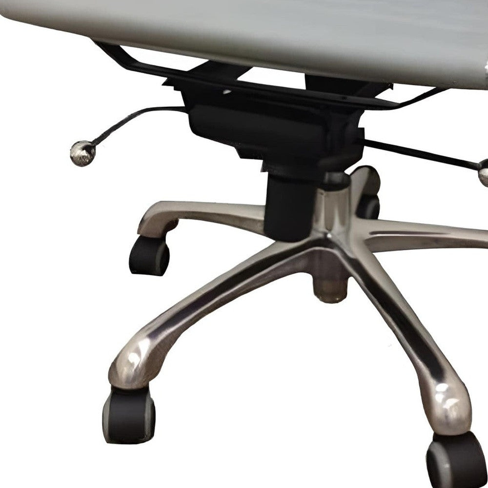 Gray and Silver Faux Leather Adjustable Height Swivel Rolling Office Chair
