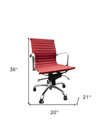 Red and Silver Faux Leather Adjustable Height Swivel Rolling Office Chair