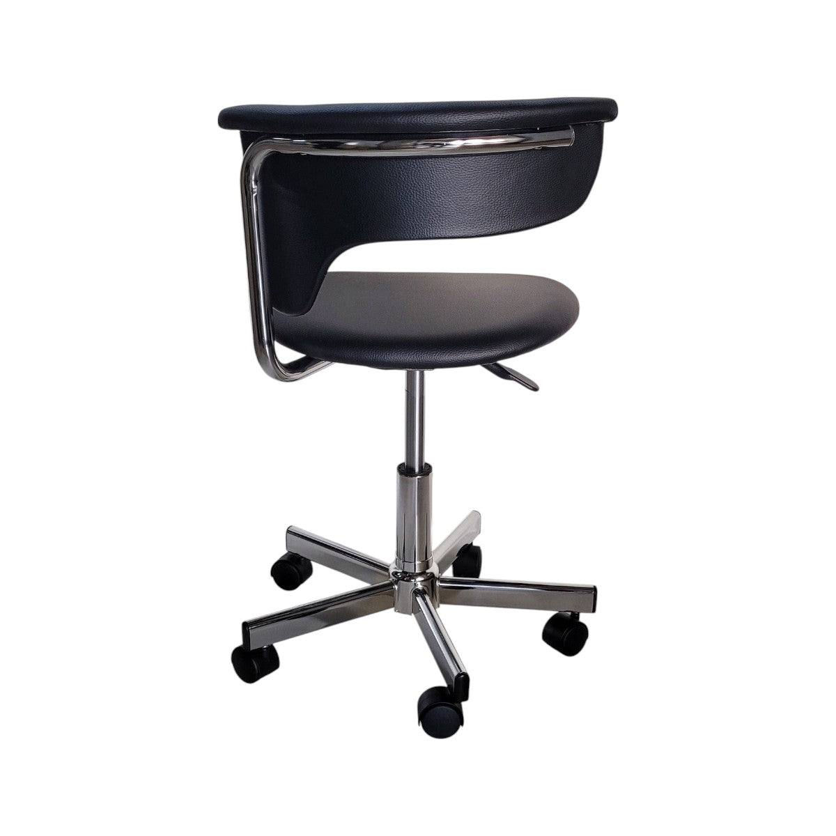 Black and Silver Adjustable Height Swivel Rolling Conference Office Chair