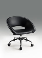 Black and Silver Faux Leather Adjustable Height Swivel Rolling Office Chair