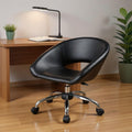 Black and Silver Faux Leather Adjustable Height Swivel Rolling Office Chair