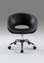 Black and Silver Faux Leather Adjustable Height Swivel Rolling Office Chair
