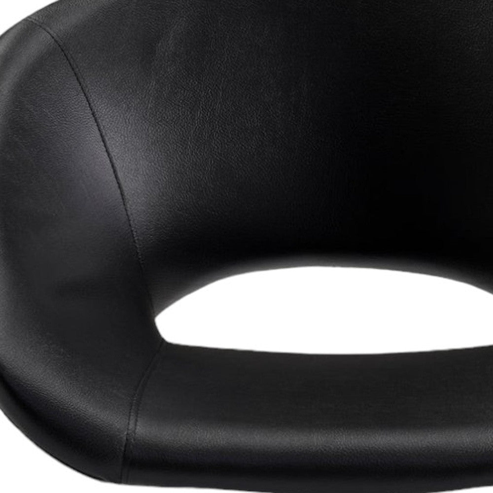 Black and Silver Faux Leather Adjustable Height Swivel Rolling Office Chair