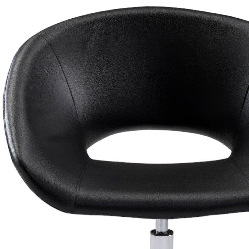 Black and Silver Faux Leather Adjustable Height Swivel Rolling Office Chair