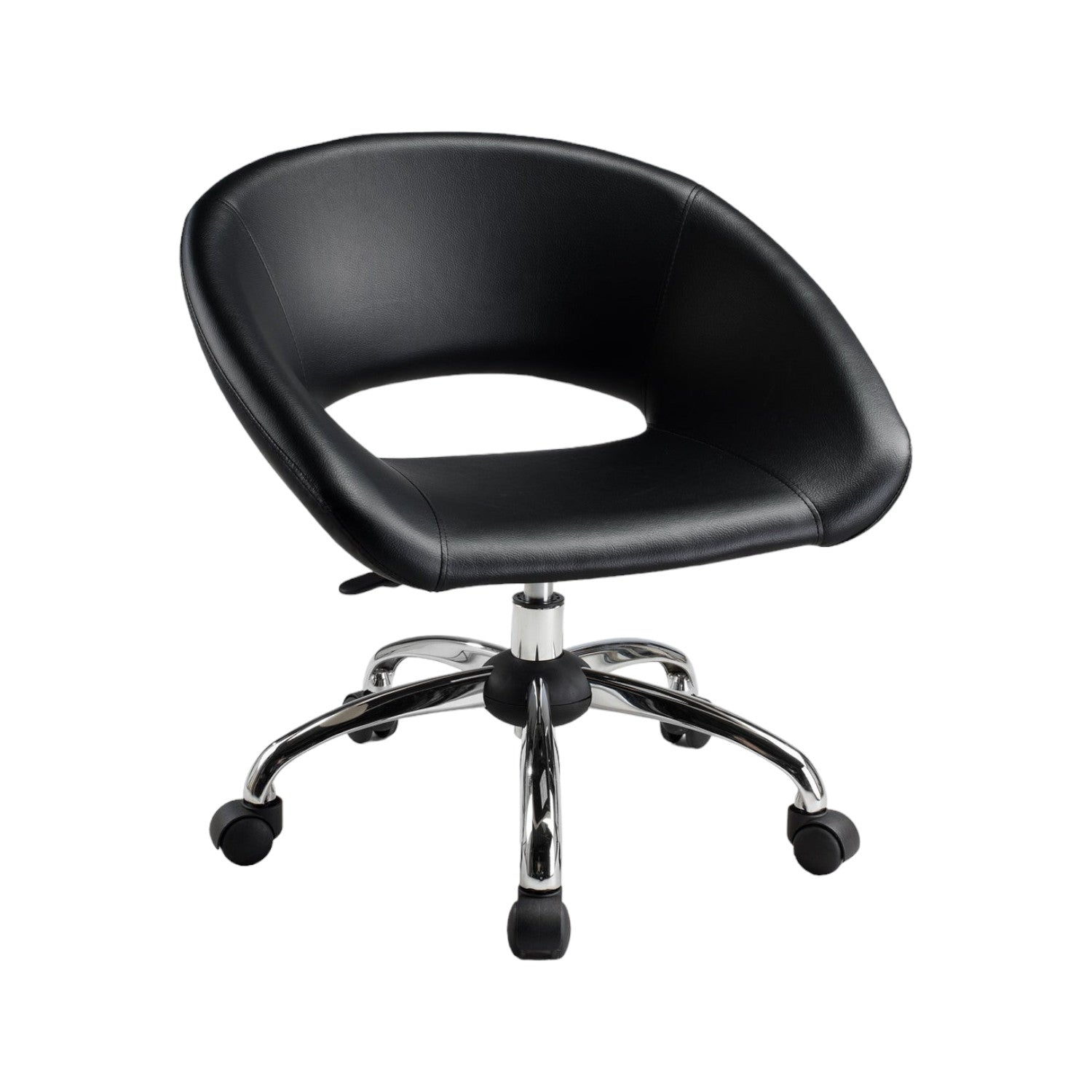 Black and Silver Faux Leather Adjustable Height Swivel Rolling Office Chair