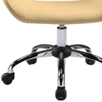 Beige and Silver Faux Leather Adjustable Height Swivel Rolling Office Chair