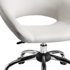 White and Silver Faux Leather Adjustable Height Swivel Rolling Office Chair