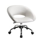 White and Silver Faux Leather Adjustable Height Swivel Rolling Office Chair