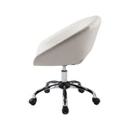 White and Silver Faux Leather Adjustable Height Swivel Rolling Office Chair