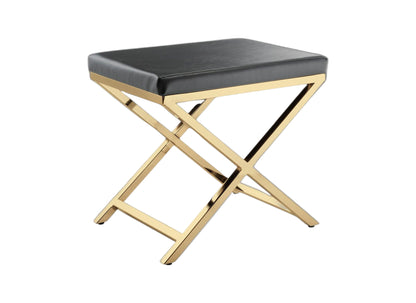 21" Charcoal and Gold Faux Leather Vanity Chair