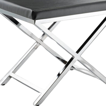 21" Charcoal and Silver Faux Leather Vanity Chair