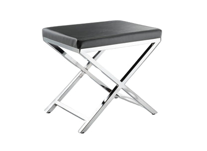21" Charcoal and Silver Faux Leather Vanity Chair