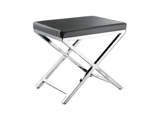 21" Charcoal and Silver Faux Leather Vanity Chair