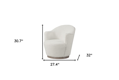 27" Off White Fabric Swivel Barrel Chair