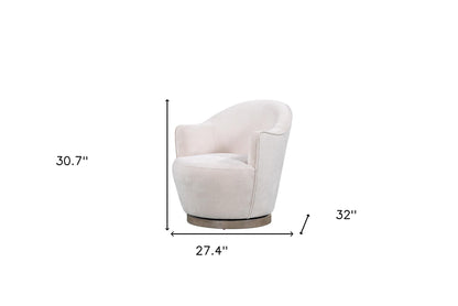 27" Off White Fabric Swivel Barrel Chair