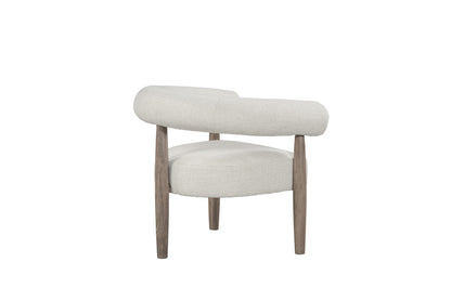 29" Off White and Ash Gray Fabric And Wood Arm Chair