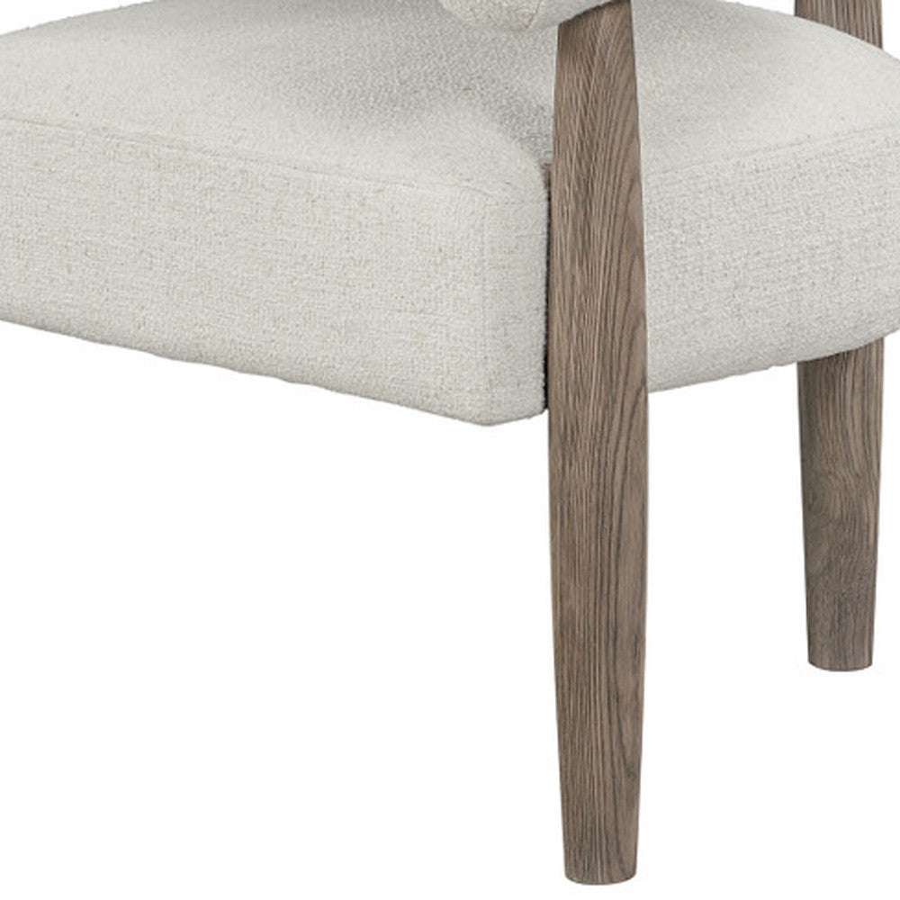 29" Off White and Ash Gray Fabric And Wood Arm Chair