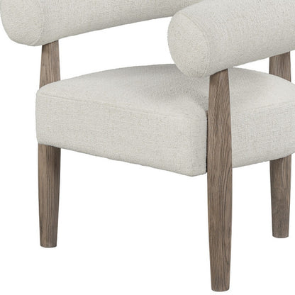 29" Off White and Ash Gray Fabric And Wood Arm Chair
