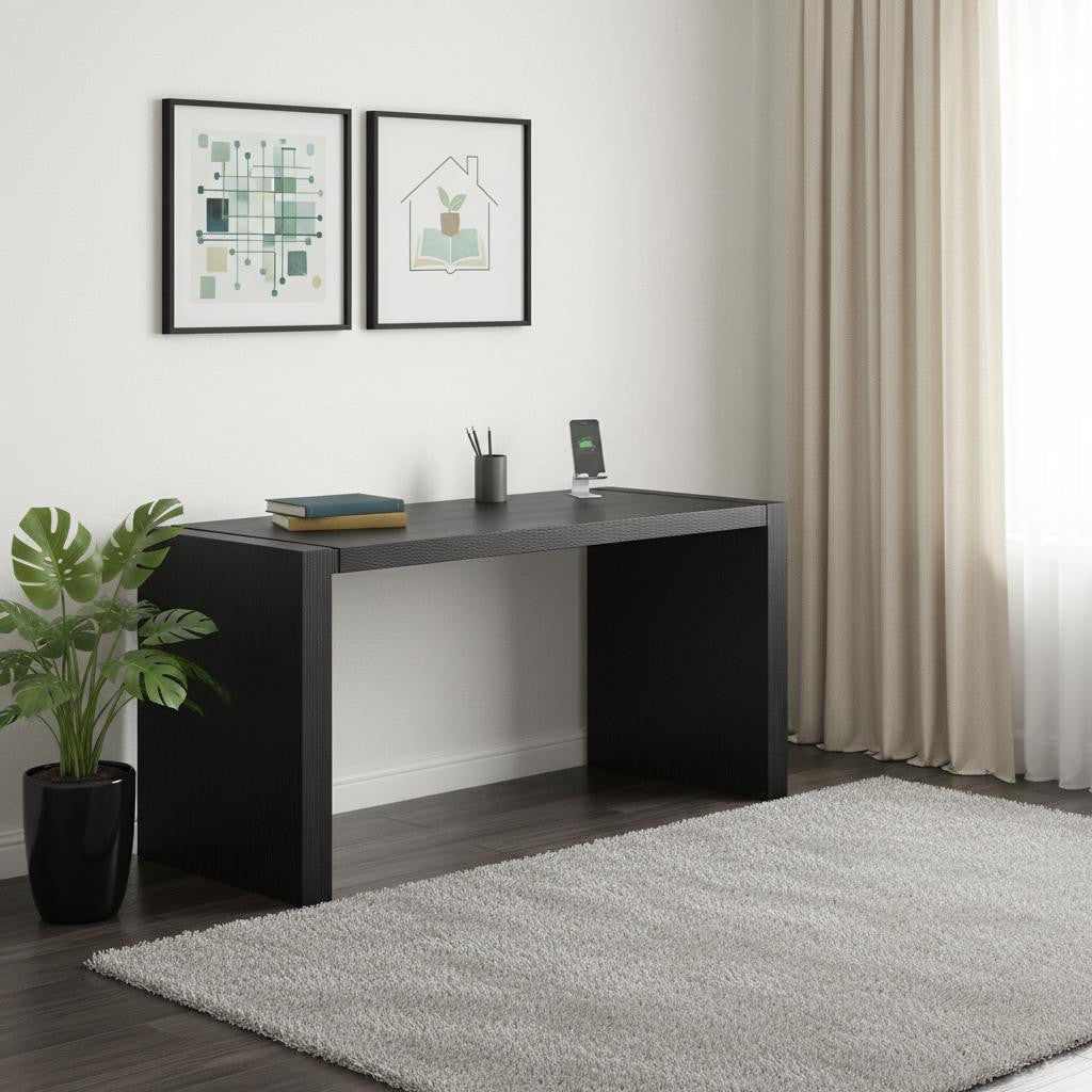 62" Espresso Wood U Shape Computer Desk