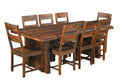 Nine Piece Brown Solid Wood Dining Set with Eight Chairs