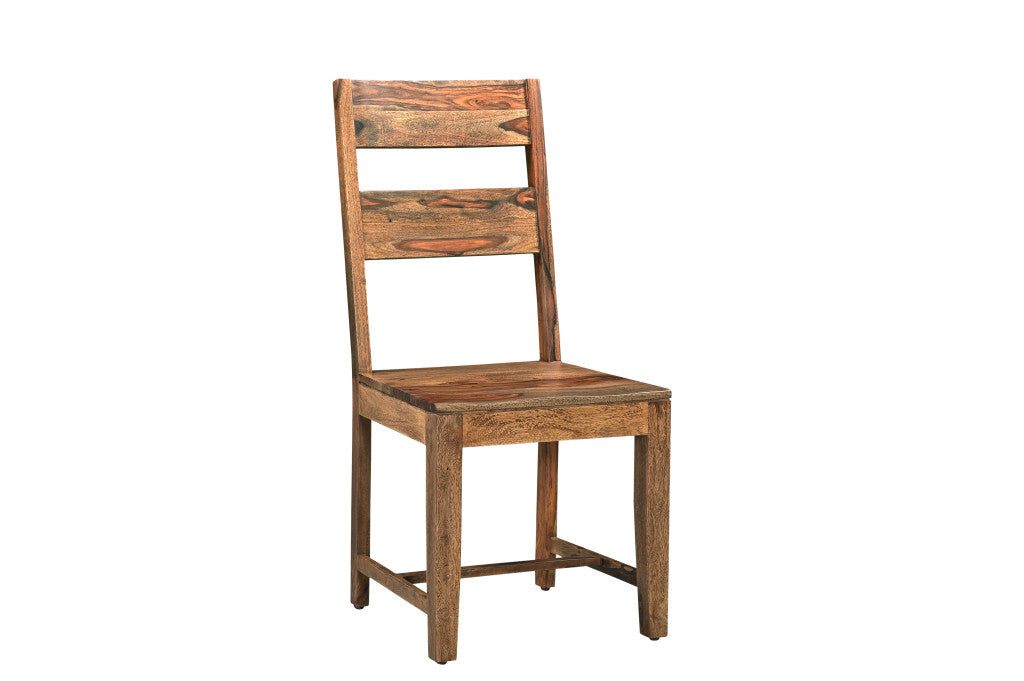 Seven Piece Brown Solid Wood Dining Set with Six Chairs