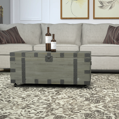 22" Brown Reclaimed Wood Distressed Trunk Coffee Table