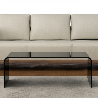 24" Black Glass Sled Coffee Table