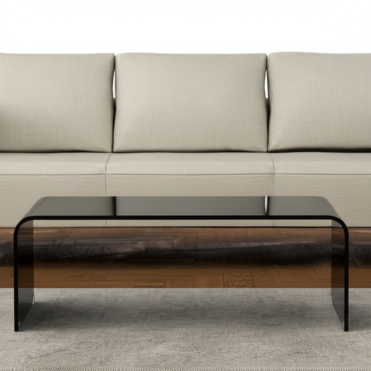 24" Black Glass Sled Coffee Table