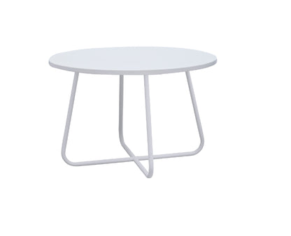 28" White Wood And Metal Round Cross Legs Coffee Table