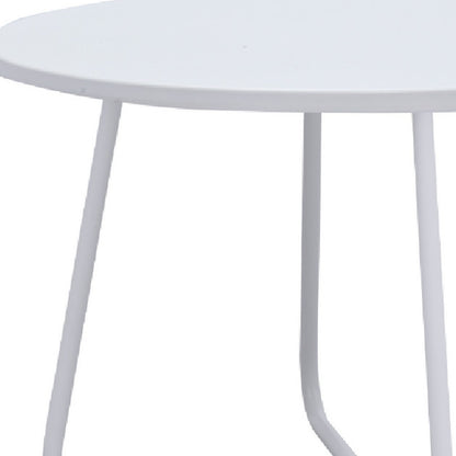 28" White Wood And Metal Round Cross Legs Coffee Table