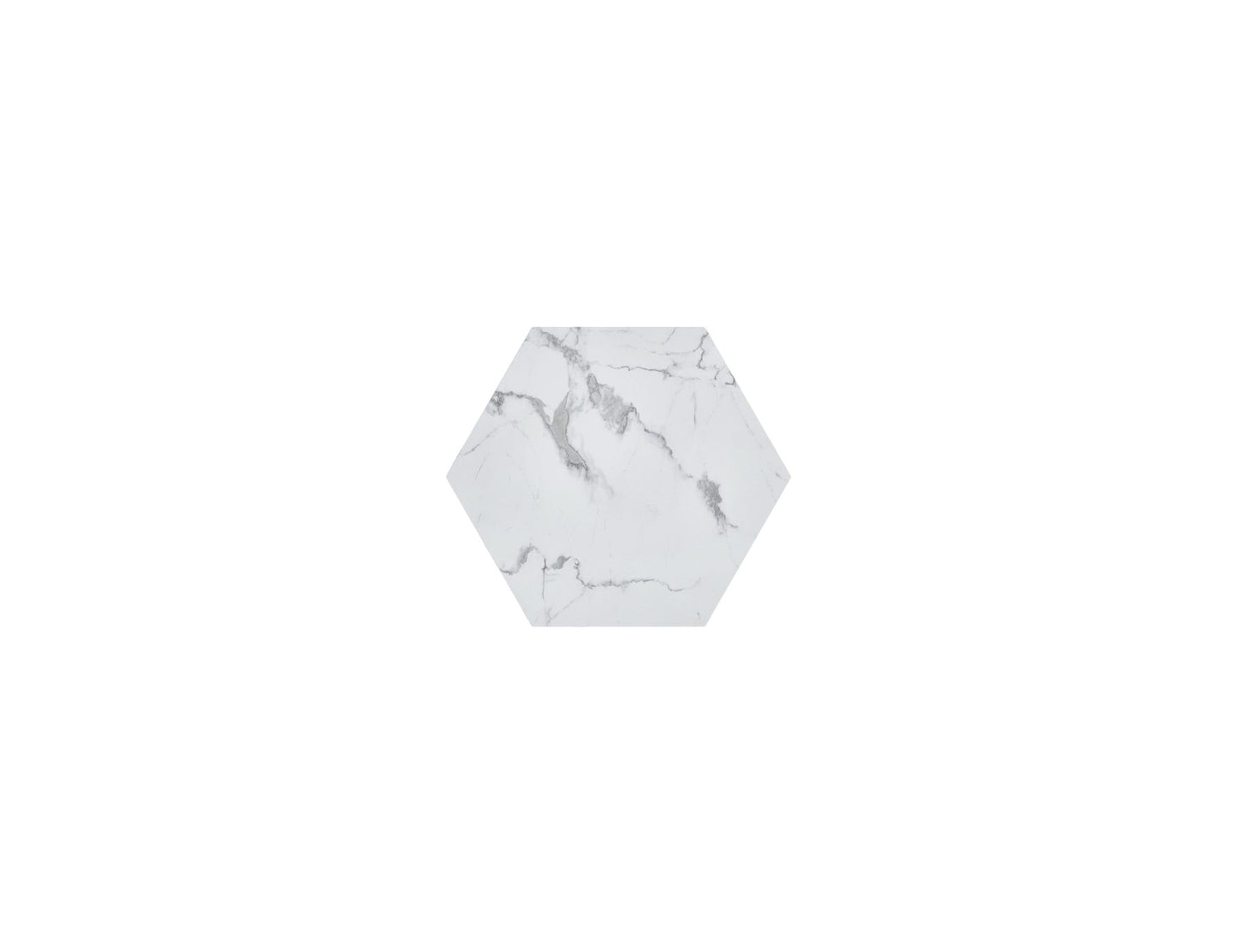 35" White And Gold Faux Marble Hexagon Drum Coffee Table